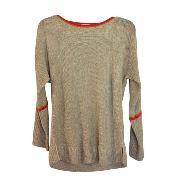 Lisa Todd cotton waffle pink orange trim sweater small - Picture 1 of 10